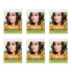 Nisha Cream Hair Color Rich Bright Long Lasting Hair Colouring For Ultra Soft Deep Shine 100% Grey Coverage Conditioning With Natural Herbs Dark Brown (Pack of 6) - Fast UK Delivery