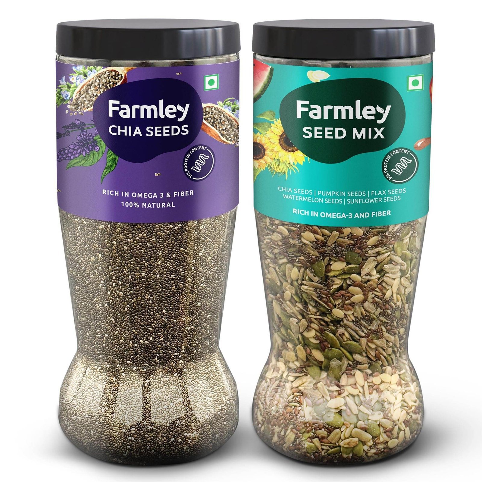 uk81GeeZlA1-L-1-1.jpg Farmley Seed Mix & Chia Seed I 2Kg (Pack of 2) I Seeds for Eating I Mixed Seeds I Seeds for Weight Management | Rich in Calcium, Protein & Fibre - Fast UK Delivery - Image 1