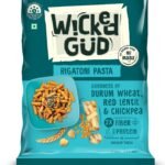 WickedGud 2X Fiber Rigatoni Pasta | No Maida | Durum Wheat Semolina | Brown Rice | Red Lentils | Healthy Diet Pasta - 400gm - Fast UK Delivery