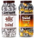 Swad Digestive Candy And Swad Orange Flavour Toffee | Ayurvedic | Authentic Swad Khatti Mithi Toffee | Reuseable Jar | 200 Toffee x 2 - Fast UK Delivery