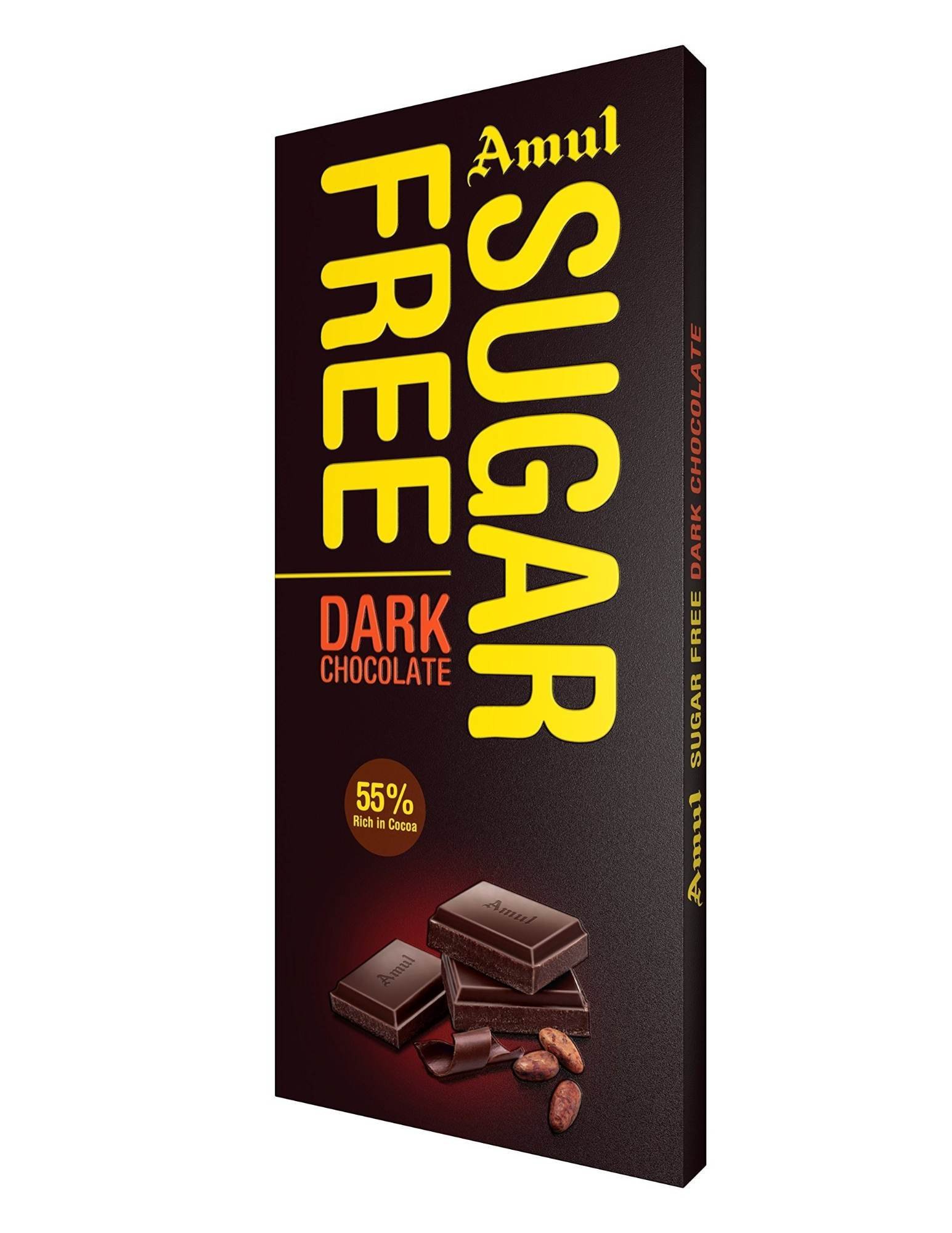 uk81IBW9geZJL-1-1.jpg AMUL SUGARFREE Dark Chocolate 150G Pack of 2 - Fast UK Delivery - Image 1