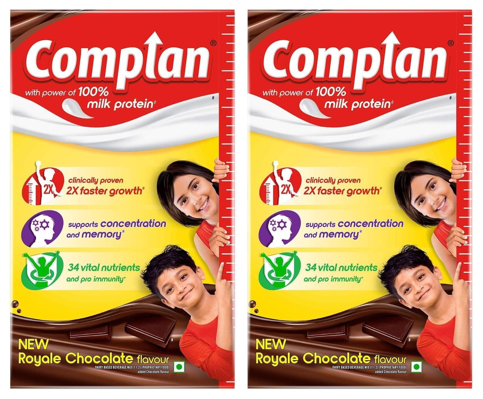 uk81LhAFO8qVL-1.jpg Complan Nutrition Drink Powder for Children, Royale Chocolate Flavour, 1 kg Carton | Nutrition drink for kids with protein & 34 vital nutrients (Pack of 2) - Fast UK Delivery - Image 1