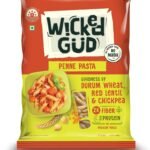 WickedGud 2X Fiber Penne Pasta | No Maida | Durum Wheat Semolina | Brown Rice | Red Lentils | Healthy Diet Pasta - 400gm - Fast UK Delivery