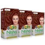 Nisha Mahogony Hair Cream Color Long Lasting 100% Grey Coverage With Henna Extracts For Hair Care Pack of 3 Fast Shipping to USA & Canada