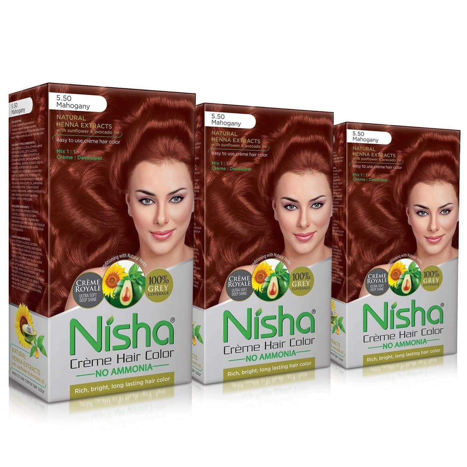 uk81OB9UlTOkL-1.jpg Nisha Mahogony Hair Cream Color Long Lasting 100% Grey Coverage With Henna Extracts For Hair Care Pack of 3 Fast Shipping to USA & Canada - Image 1