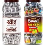 Swad Original & Mixed Flavour Chocolate Candy (Digestive Toffee) 2 jars x 150 Candies - Fast UK Delivery