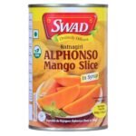 SWAD Alphonso Mango Slice with Syrup | No Added Preservatives & Sweeteners | Export Grade Happus Aam | Natural Mango Slices with Syrup | Tin Pack of 1 (450g each) - Fast UK Delivery