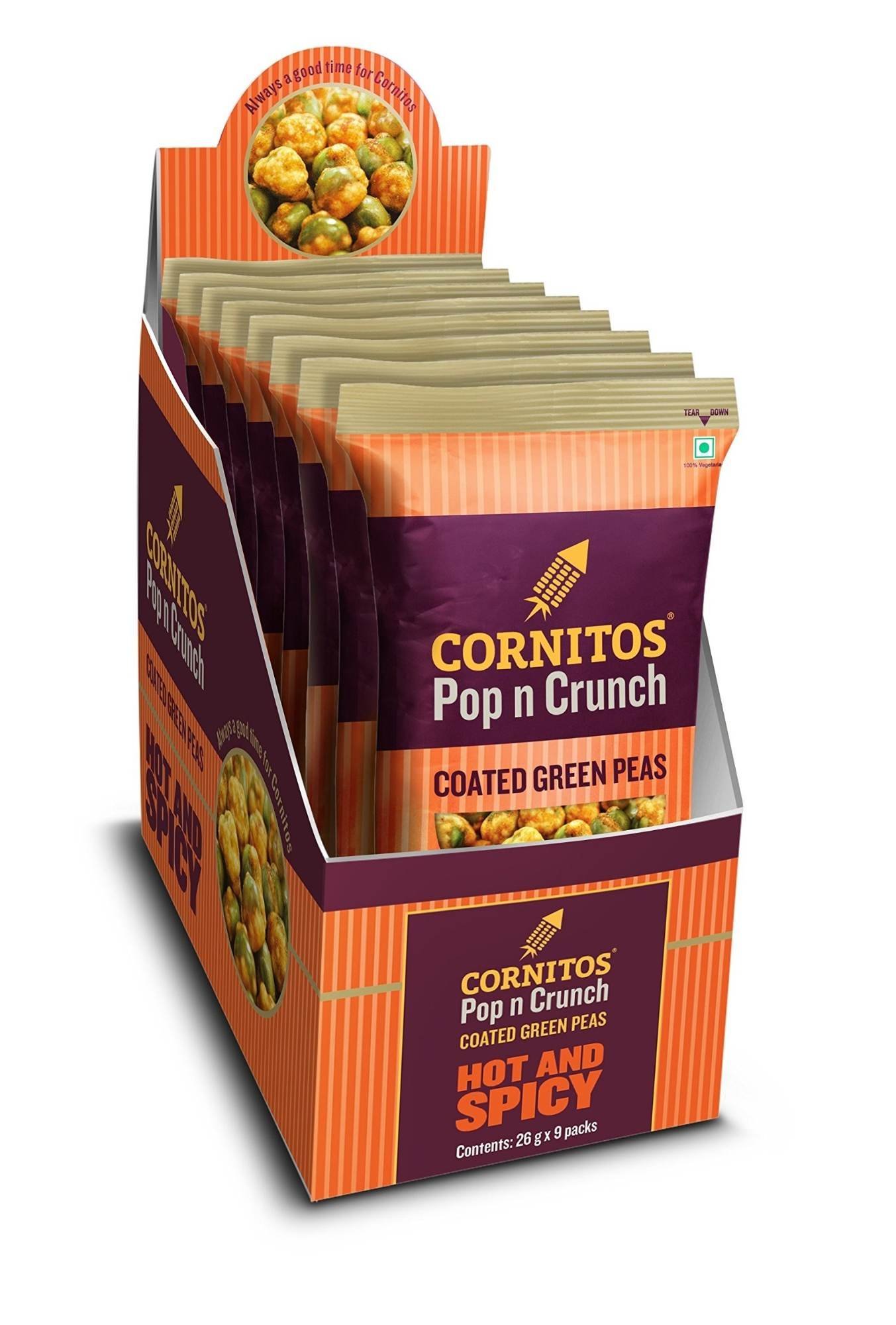 uk81PVlrfv-2L-1-1.jpg Cornitos Coated Green Peas, Hot and Spicy, 234g - Fast UK Delivery - Image 1