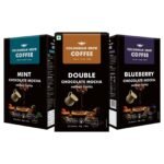 COLOMBIAN BREW COFFEE Double Chocolate Mocha, Mint Chocolate Mocha, Blueberry Chocolate Mocha Instant Coffee Powder, 3 X 50g - Fast UK Delivery
