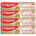 Colgate Vedshakti Toothpaste, Anti-Bacterial Tooth Paste for Whole Mouth Health and Fresh Breath, With Neem, Clove, and Honey, 800g, 200g X 4 (Combo Pack Offer) - Fast UK Delivery