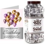 Swad Happy Birthday Friend Gift with Card (Swad Digestive Candy 200 Jar & 1 Greeting card) - Fast UK Delivery