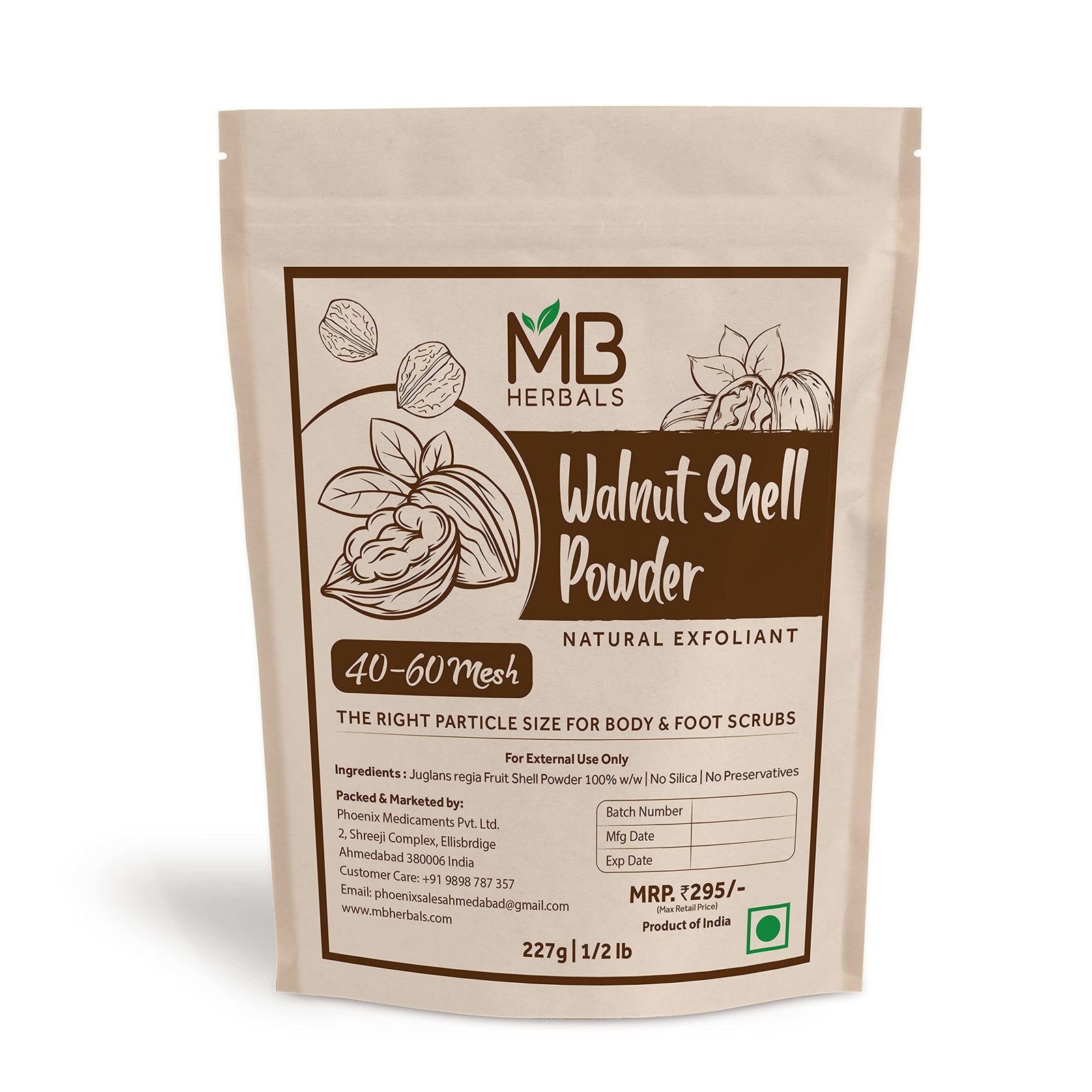 uk81Tzzoqu1jS-1.jpg MB Herbals Walnut Shell Powder 227g | 8 oz/Half Pound | The Right Particle Size 40-60 Mesh for Natural Face Scrubs Soaps & Exfoliating Face Masks - Fast UK Delivery - Image 1