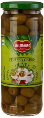 Del Monte Olives - Stuffed Green, 450g Bottle - Fast UK Delivery