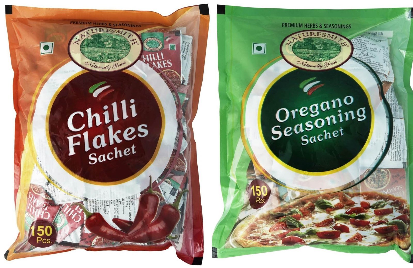 uk81WFFrz3GkL-1-1.jpg NATURE SMITH SACHET OREGANO SEASONING & NATURESMITH CHILLI FLAKES SACHET | COMBO OF 2 SACHET POUCH, 225 gram - Fast UK Delivery - Image 1