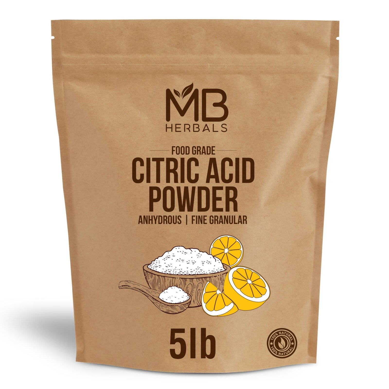 uk81WIp0O7z3L-1.jpg MB Herbals Citic acid Powder Food grade (Anhydrous) fine Graular 2.268 kg (5lb) | Food preservative | flavour enhancer | bath bombs | cleaning agent - Fast UK Delivery - Image 1