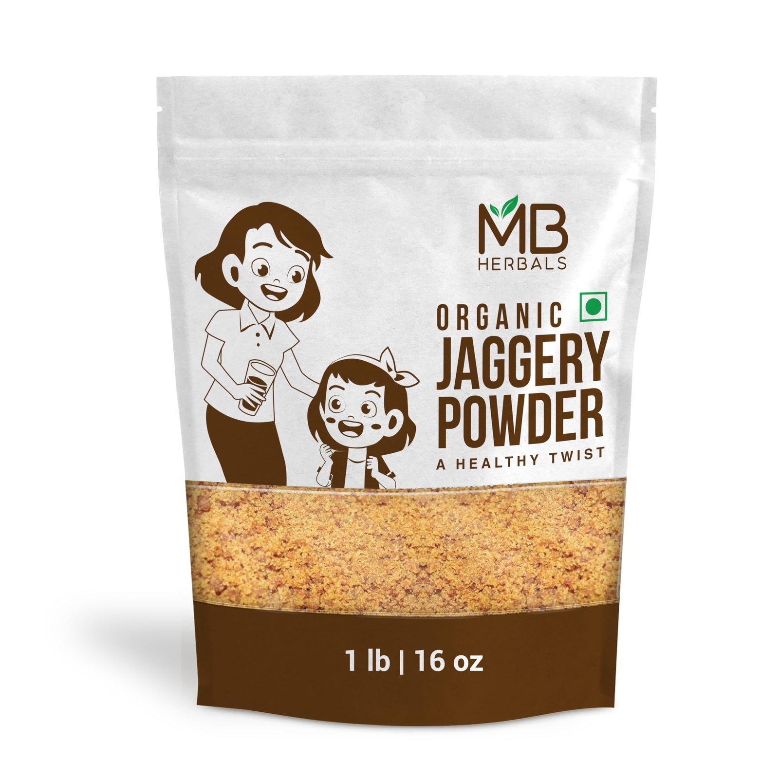 uk81WQmf161tL-1.jpg MB Herbals Organic Jaggery Powder 454 g | Gur | Gud - Fast UK Delivery - Image 1
