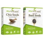 Attar Ayurveda Chia Seeds 500 Grams , Basil Seeds 500 Grams Combo Pack | 100% Natural, Preservative Free | Ideal for Weight Loss, Glowing Skin & Improved Hair Quality - Fast UK Delivery