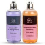 The Bath Store (Lavender & Cherry Blossom) Body Wash Shower Gel | Body Wash for Men & Women for smoother skin | Liquid Soaps for Bath for all Skin Types- No Sulphate & Paraben- 300ml*2 - Fast UK Delivery