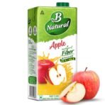 B Natural Apple Juice, Goodness of fiber, Vitamin C & E, Made with 100% Fruit Pulp and 0% Concentrate,1 litre - Fast UK Delivery