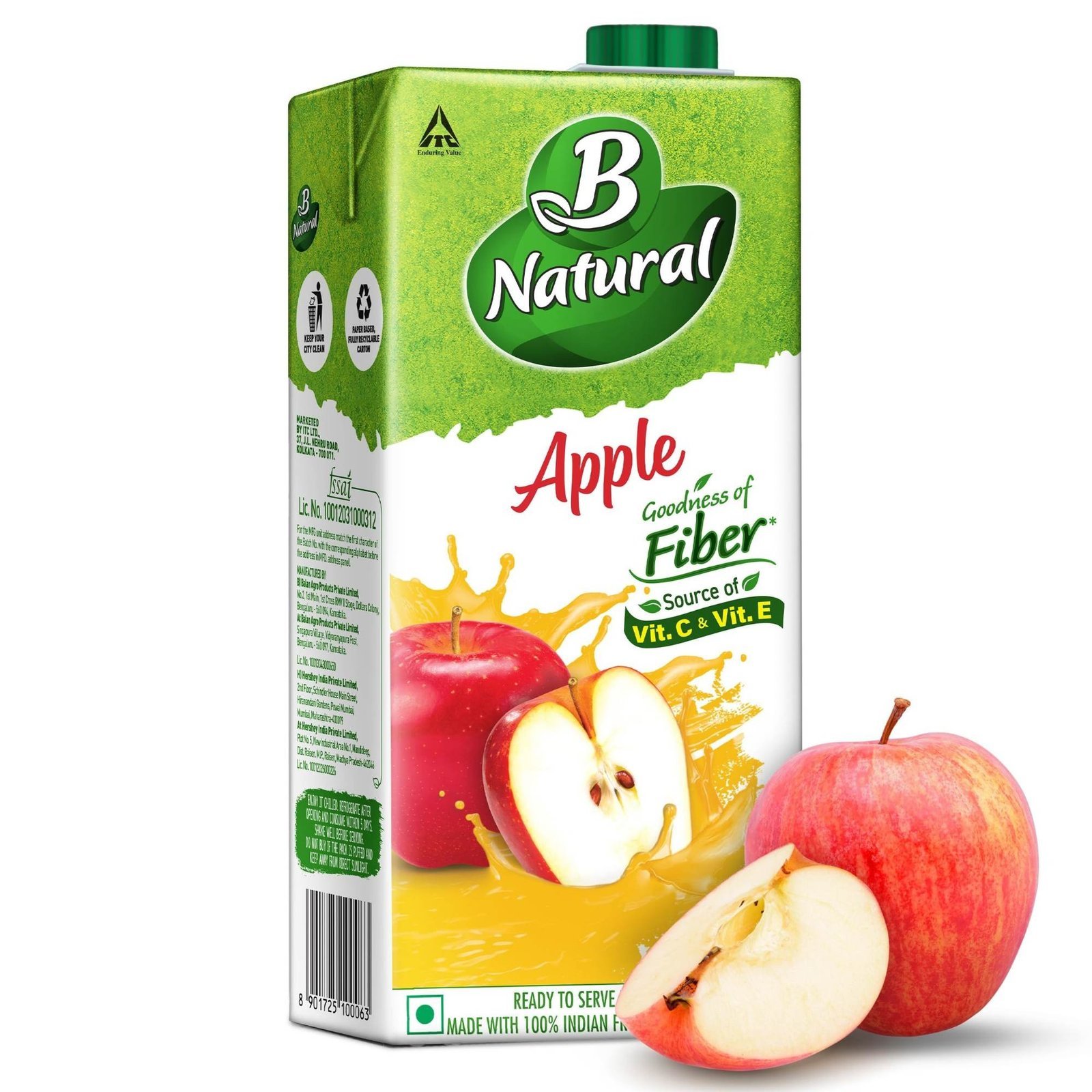 uk81ZvOPAmnBL-1.jpg B Natural Apple Juice, Goodness of fiber, Vitamin C & E, Made with 100% Fruit Pulp and 0% Concentrate,1 litre - Fast UK Delivery - Image 1