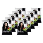 Nisha Natural Henna Powder For Hair Color, Natural Black Hair, Herbal Conditioning Hair Dye for Silky & Shiny Soft Hair Colour for Men & Women - Fast UK Delivery