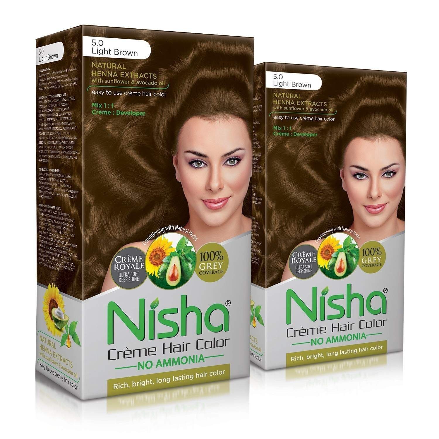 uk81b306xzJ4L-1.jpg Nisha Cream Permanent Hair Color No Ammonia Cream Formula Permanent Fashion Highlights(60Gm+60Ml Each Pack) Light Brown (Pack Of 2) - Fast UK Delivery - Image 1