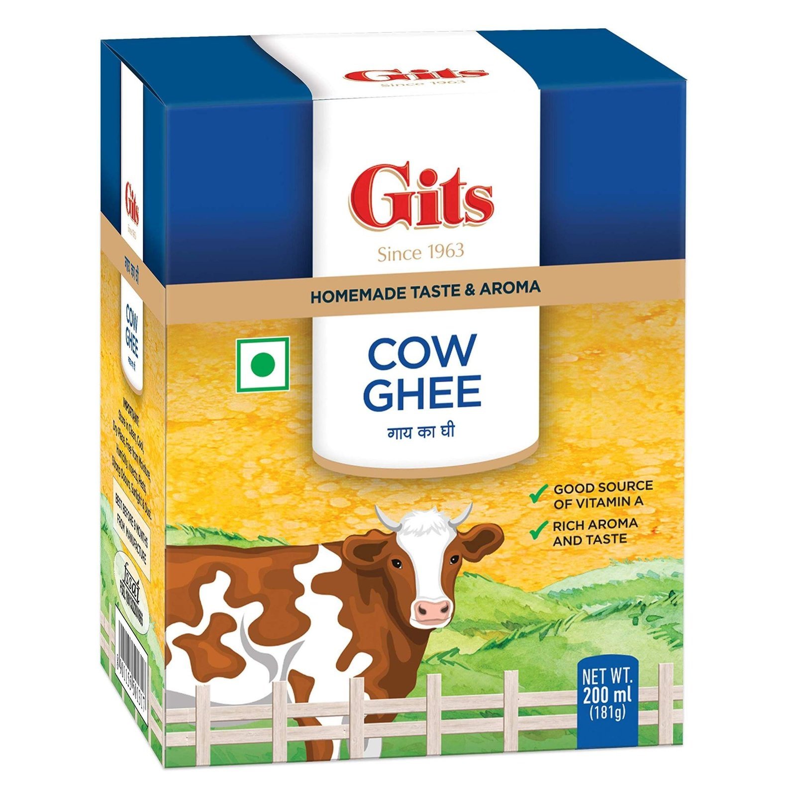 uk81bYBR2x9L.jpg Gits Cow Ghee, Pure Veg, Nutritious and Healthy,200ml (Pack of 2) - Fast UK Delivery - Image 1