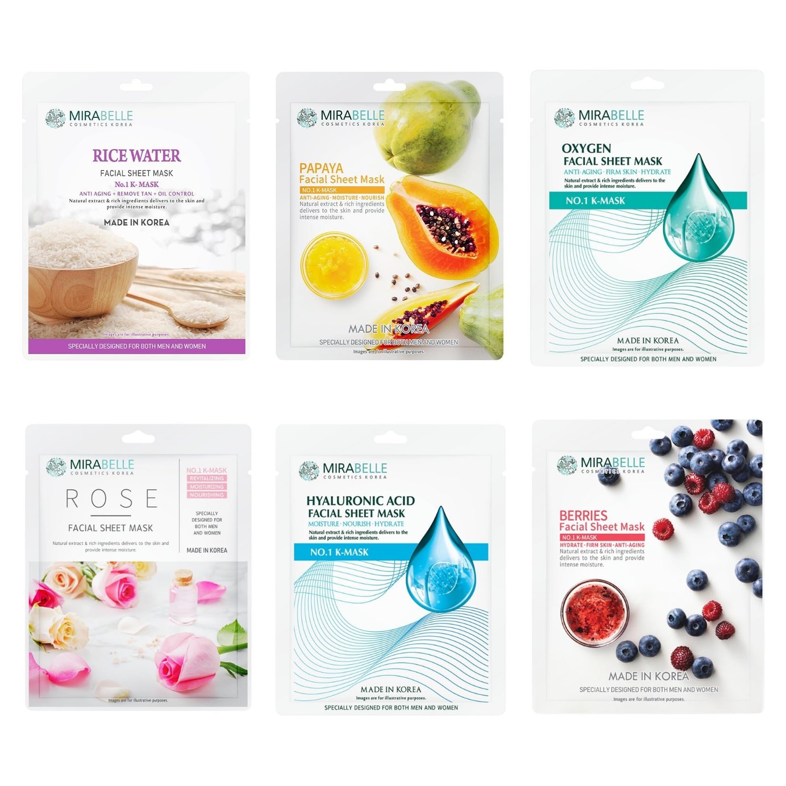 uk81c8vG12BhL-1.jpg Mirabelle Cosmetics Normal Skin Facial sheet Mask (Pack of 6) - Fast UK Delivery - Image 1