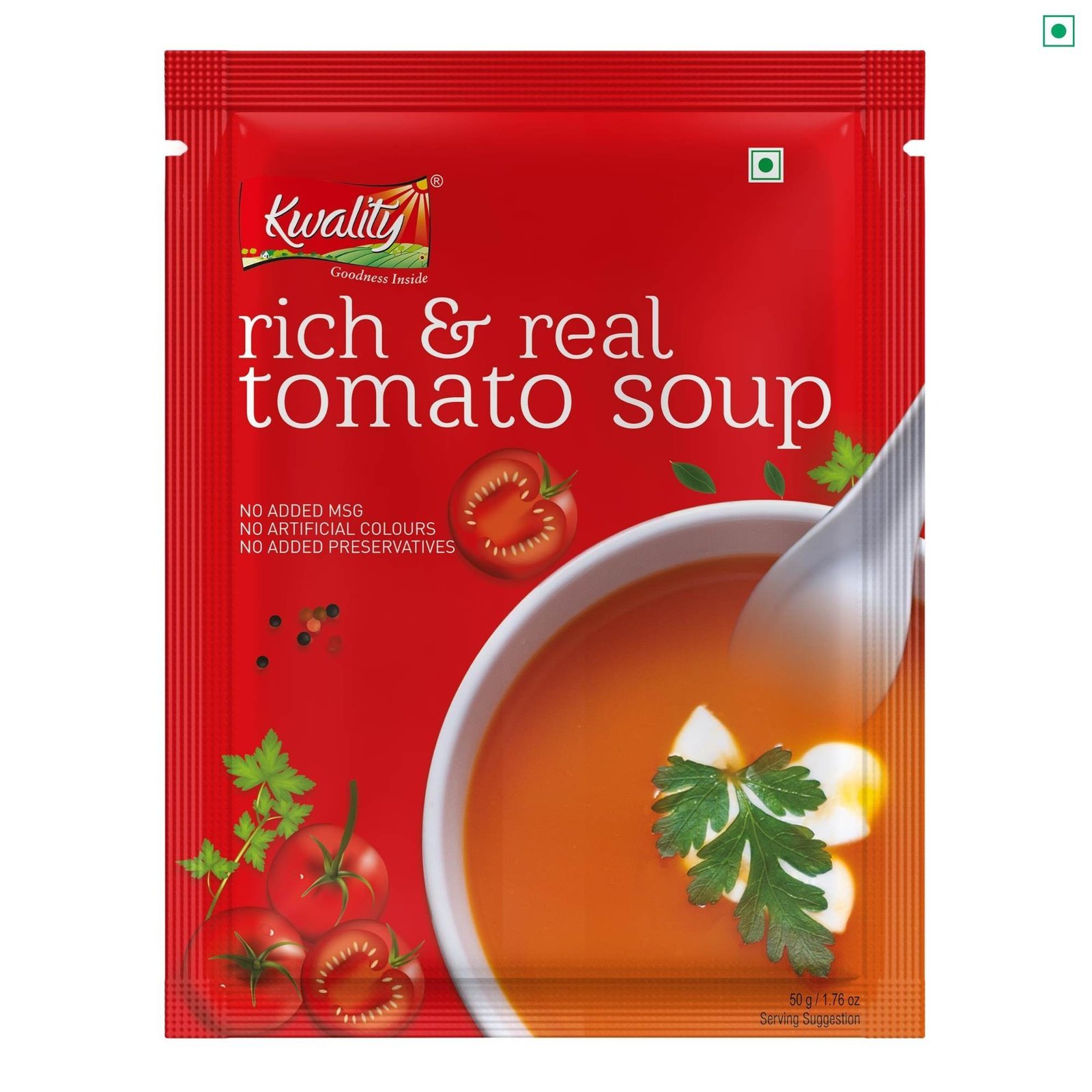 uk81dSwVlBQcL-1-1.jpg KWALITY Tomato Soup Mix with instant natural powder 50g (Pack1) - Fast UK Delivery - Image 1