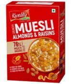 Kwality RCB Muesli Crunchy 400g | 76% Multi Grains with Almonds, Raisins & Honey | Natural Source of Vitamin & Iron | High in Protein & Fiber | Low Fat & Cholesterol-Free | Healthy Food & Breakfast Cereal | Endorsed by Royal Challengers Bangalore (RCB) - Fast UK Delivery