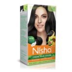 Nisha Cream Hair Color, Permanent Hair Colour Natural Black, Silky & Shiny 100% Grey Coverage Rich Bright Long Lasting Hair Colouring For Ultra Soft Deep Shine Hair Dye (Pack of 1) - Fast UK Delivery