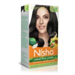 Nisha Cream Hair Color, Permanent Hair Colour Natural Black, Silky & Shiny 100% Grey Coverage Rich Bright Long Lasting Hair Colouring For Ultra Soft Deep Shine Hair Dye (Pack of 1) - Fast UK Delivery
