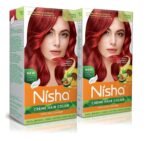 Nisha Cream hair color (120 ml/each) with Rich, Bright, Long Lasting Shine Hair Color NO AMMONIA Cream FORMULA smooth care for your precious hair! Flame Red (Pack of 2) Fast Shipping to USA & Canada
