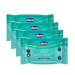 Chicco Soft Cleansing Wet Baby Wipes, Ideal for Nappy, Face and Hand, Dermatologically Tested, Paraben Free, Sticker Pack of 4 (72 Sheets per Pack) 288 pcs - Fast UK Delivery