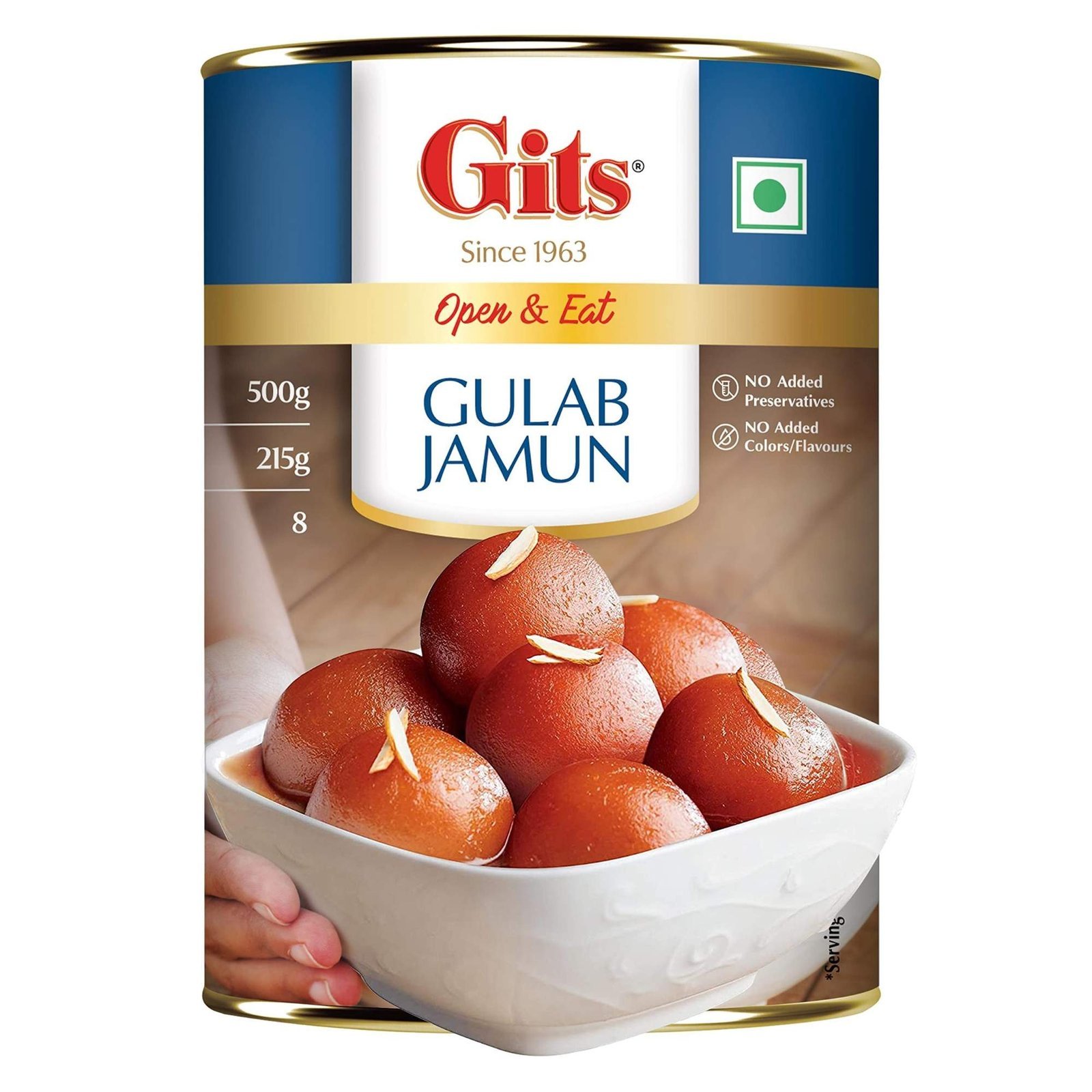 uk81gcuuQsLnL-1.jpg Gits Gulab Jamun Tin |500gm, 8 Pieces |Open & Eat | Mouth-Watering Indian Mithai | Delicious, tasty, melts in mouth - Fast UK Delivery - Image 1