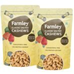 Farmley Premium Roasted Dry Nut Cashew Snacks Pack of 2, Each 160g | Rich in Protein | Crunchy & Delicious (Classic Salted, 320g) - Fast UK Delivery