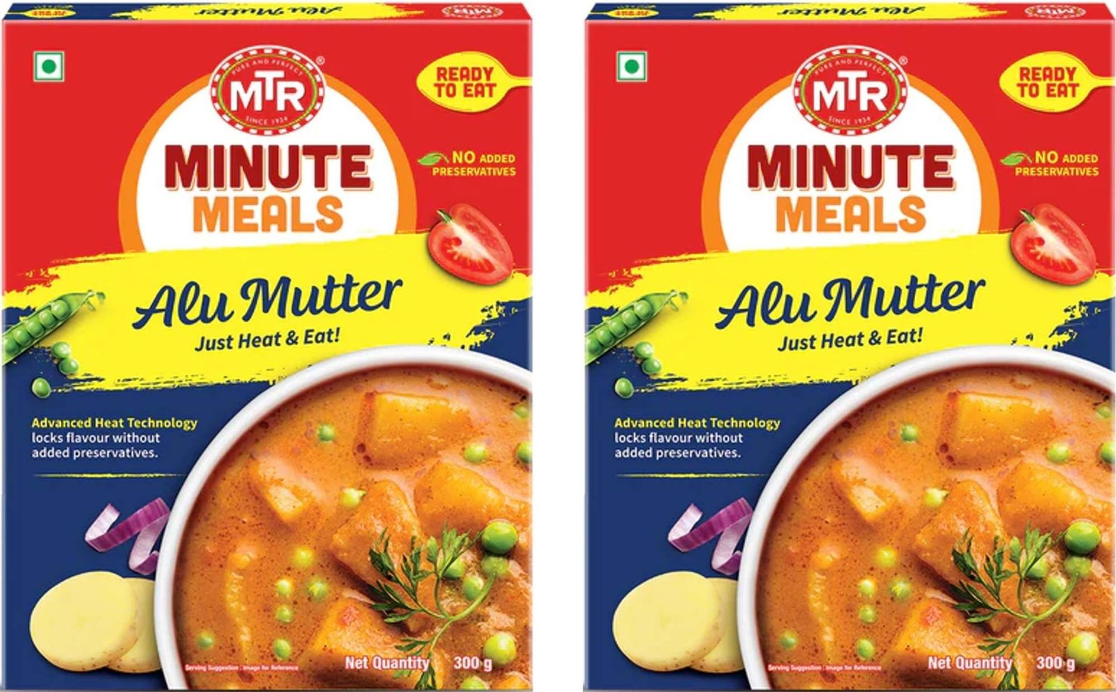 uk81jHRh6iy2L-1-1.jpg MTR Ready to Eat Alu Mutter, 300g (Pack of 2) - HUMARABAZAR - Fast UK Delivery - Image 1