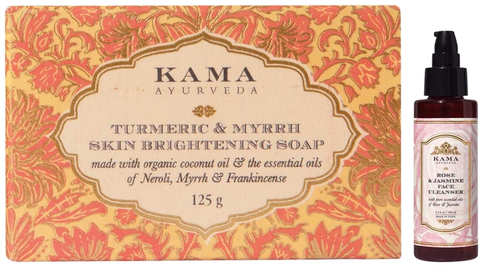 uk81jMupYawL-1.jpg Kama Ayurveda Rose and Jasmine Face Cleanser with the Pure Essential Oils of Rose and Jasmine, 100ml & Kama Ayurveda Turmeric and Myrrh Skin Brightening Soap, 125g - Fast UK Delivery - Image 1