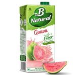 B Natural Guava Juice, Goodness of Fiber, Vit C & E, Made with 100% Fruit Pulp and 0% Concentrate, 1 litre - Fast UK Delivery