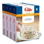 Gits Instant Upma Breakfast Mix, Pure Veg, 800g (Pack of 4 X 200g Each) - Fast UK Delivery