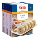 Gits Instant Rava Idli Breakfast Mix 1500g (Pack of 3, 500g Each), Pure Veg - Fast UK Delivery