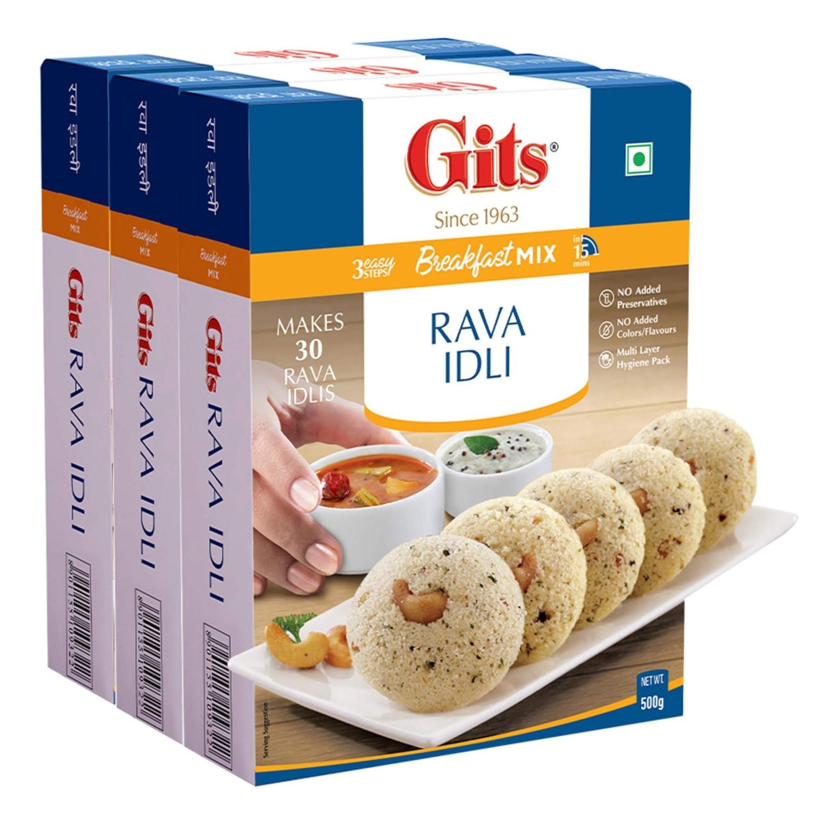uk81oQ8LZoj3L-1.jpg Gits Instant Rava Idli Breakfast Mix 1500g (Pack of 3, 500g Each), Pure Veg - Fast UK Delivery - Image 1