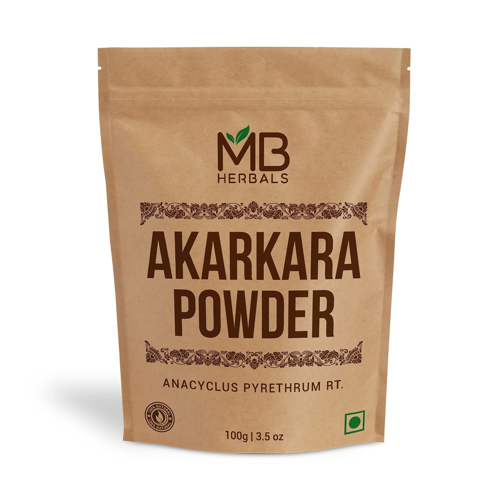 uk81pHC8Y-ShL-1.jpg MB Herbals Akarkara Powder 100g | Pellitory Root Powder | Anacyclus pyrethrum Root Powder | Akar Kara | Soothes Toothache - Fast UK Delivery - Image 1