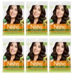 Nisha Cream Hair Color, Permanent Hair Colour Black Brown, Silky & Shiny 100% Grey Coverage Rich Bright Long Lasting Hair Colouring For Ultra Soft Deep Shine Hair Dye (Pack of 6) - Fast UK Delivery