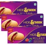 Parle Hide & Seek Milano Collections Mixed Berries Centre Filled Biscuits 75g (Pack Of 3) - HUMARABAZAR - Fast UK Delivery