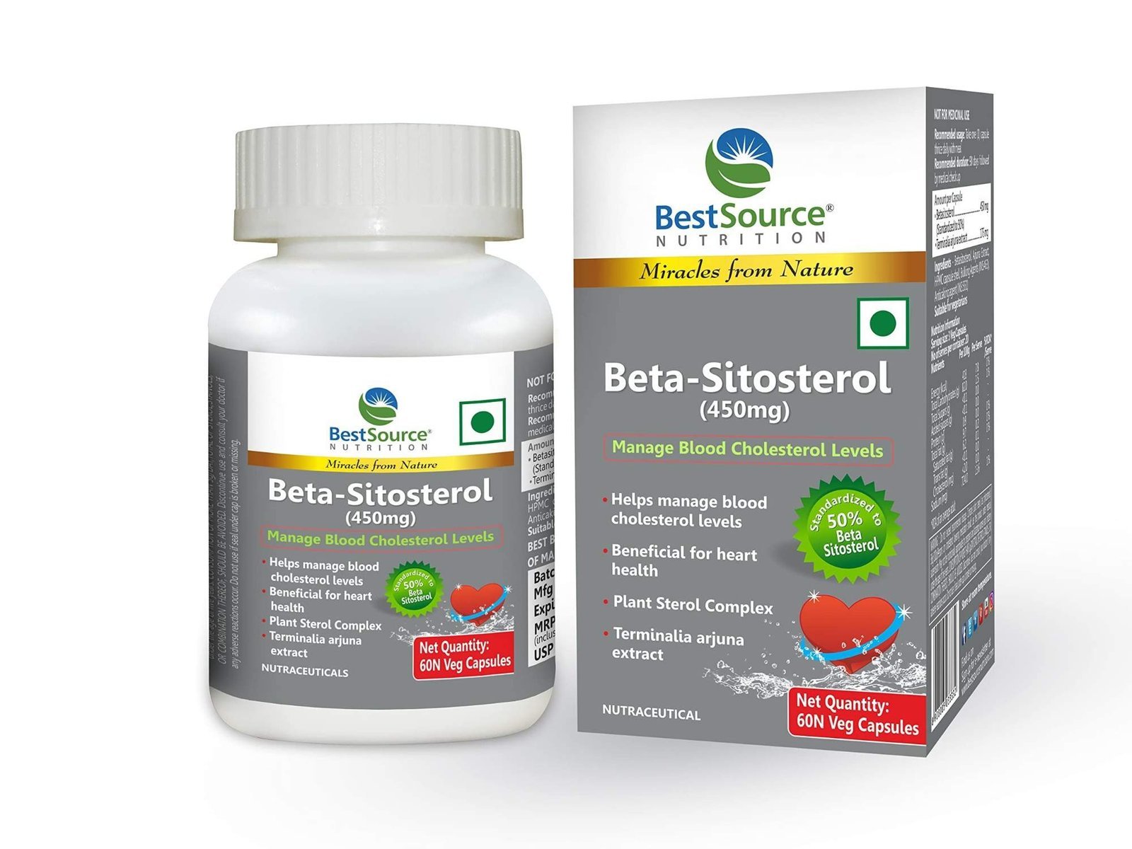 uk81rIRNibwHL-1.jpg BestSource Beta Sitosterol 450mg, Plant sterol complex for cholesterol management, 60 Veg capsules - Fast UK Delivery - Image 1