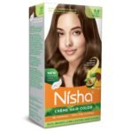 Nisha Cream hair color no ammoniaCream formula (60gm+60ml Each Pack) Light Brown(Pack of 1) - Fast UK Delivery
