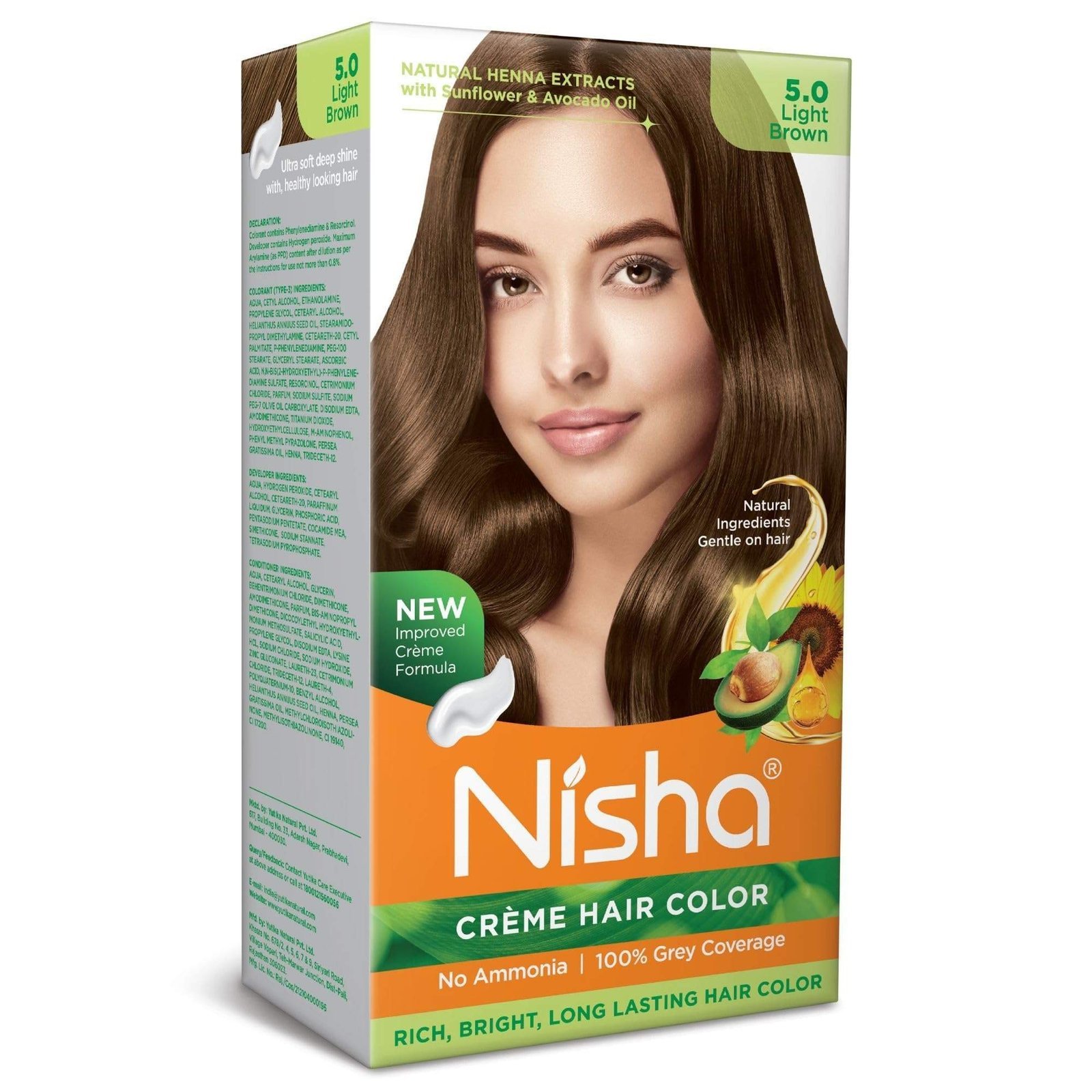 uk81rRLSKgj3L-1.jpg Nisha Cream hair color no ammoniaCream formula (60gm+60ml Each Pack) Light Brown(Pack of 1) - Fast UK Delivery - Image 1