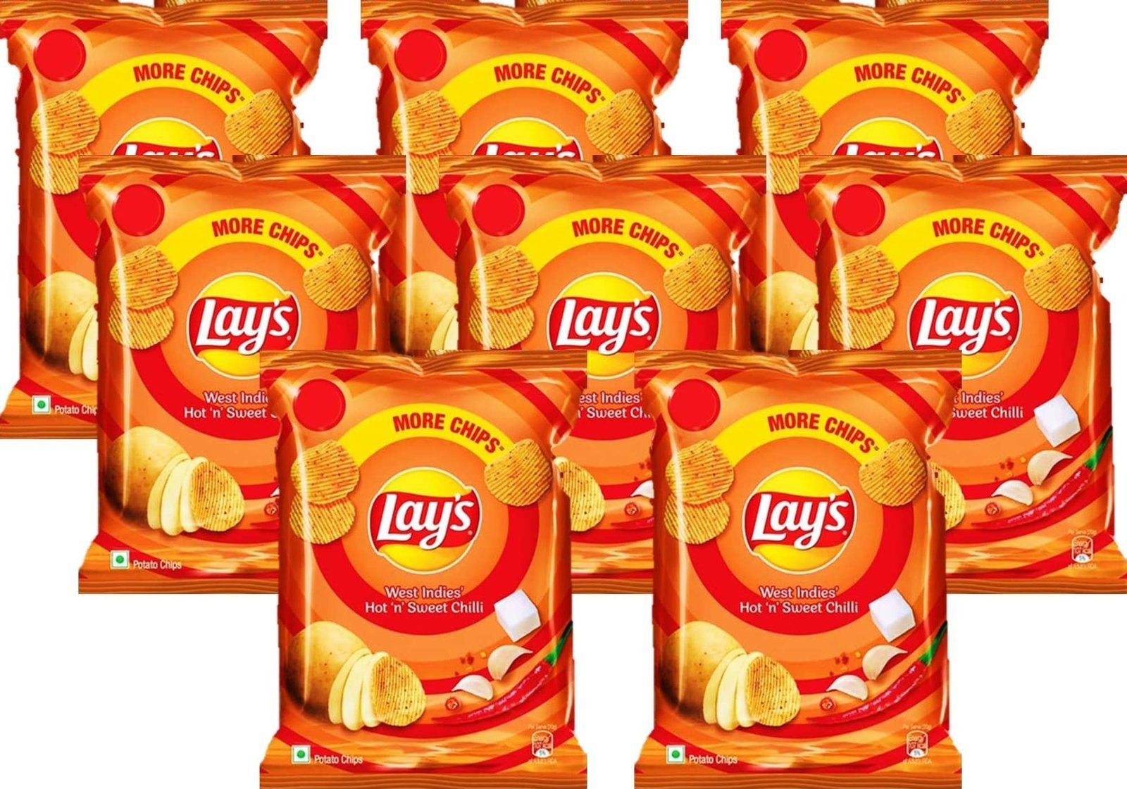 uk81rZhJ9iyAL-1.jpg Lay's Potato Chips Hot 'N' Sweet Chilli 30G ( PACK OF 8 ) - Fast UK Delivery - Image 1