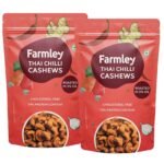 Farmley Premium Roasted Dry Nut Cashew Snacks Pack of 2, Each 160g | Rich in Protein | Crunchy & Delicious (Thai Chilli, 320g) - Fast UK Delivery